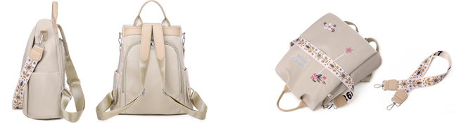 bolso flores beige