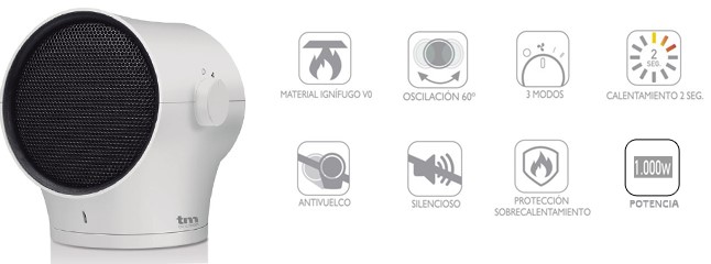 calefactor PTC oscilante caracteristicas