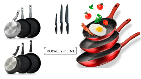 Royalty Line - Juego 3 sartenes antiadherente con revestimiento
